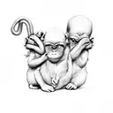 Three wise monkeys under each other tattoo design idea