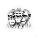 Three wise monkeys under each other tattoo design idea