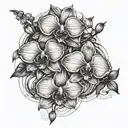 holding hands tattoo with orchids, hibuscus flowers and below to include coordinates of an address on the map   tattoo design idea