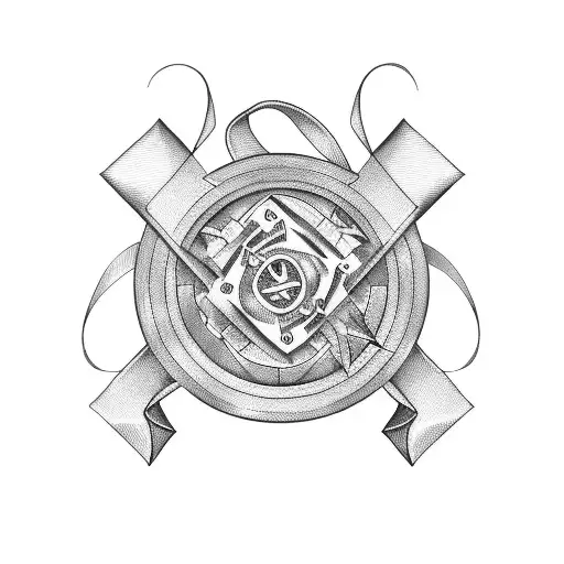 piston with ribbon  tattoo design idea