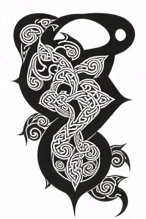 a t-shaped celtic and tribal mix  tattoo design idea