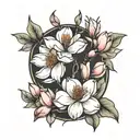 magnolia flowers tattoo design idea