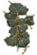 ginkgo leaves with gold tattoo design idea