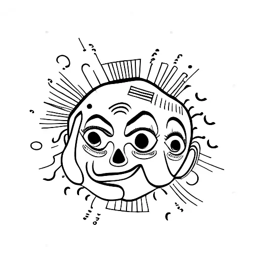 Theatrical happy and sad mask behind  tattoo design idea