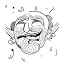 Theatrical happy and sad mask behind  tattoo design idea