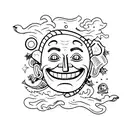 Theatrical happy and sad mask behind  tattoo design idea
