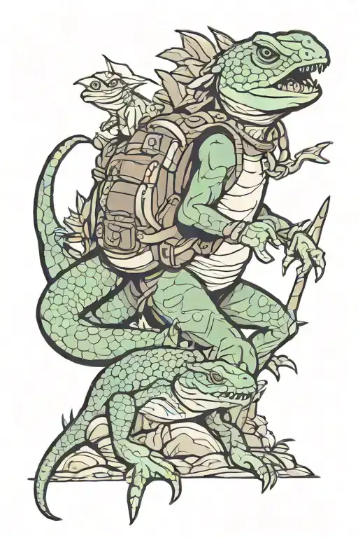 reptiles hiking tattoo design idea
