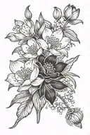 poppy, Lilly of the valley, lotus flower tattoo design idea