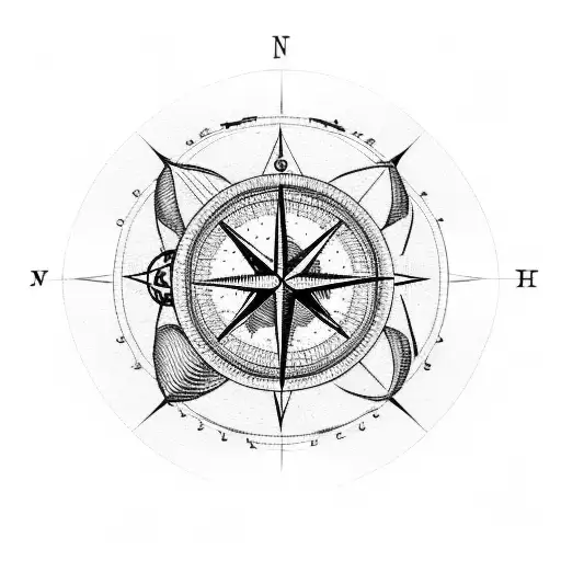 infinite road with mountains and beaches. and a compass tattoo design idea