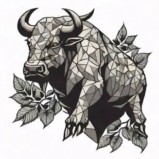 Bull bodybuilder and money tree tattoo design idea