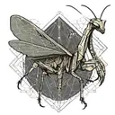 praying mantis tattoo design idea