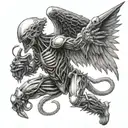 angel battling XENOMOrph tattoo design idea