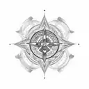 triada in the form of lilywith 3 main religions symbols. cross, halfmoon and Buddhists letters. red heart in the center. tattoo design idea