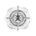 triada in the form of lily with 3 main religions symbols in the corners: cross, halfmoon and Buddhists letters. red hear tattoo design idea