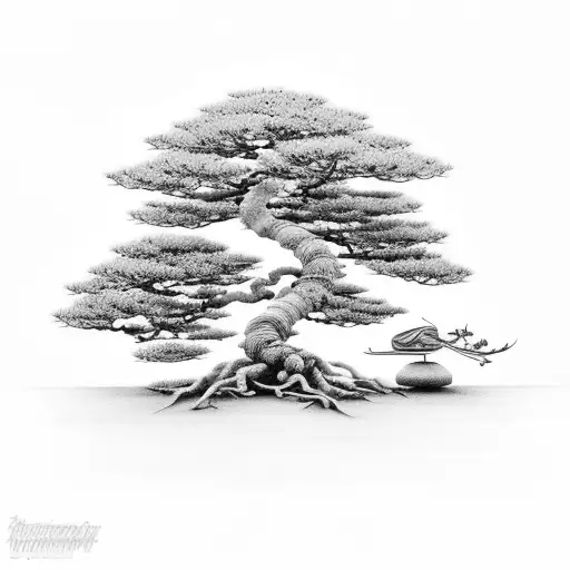 bonsai tree tattoo design idea