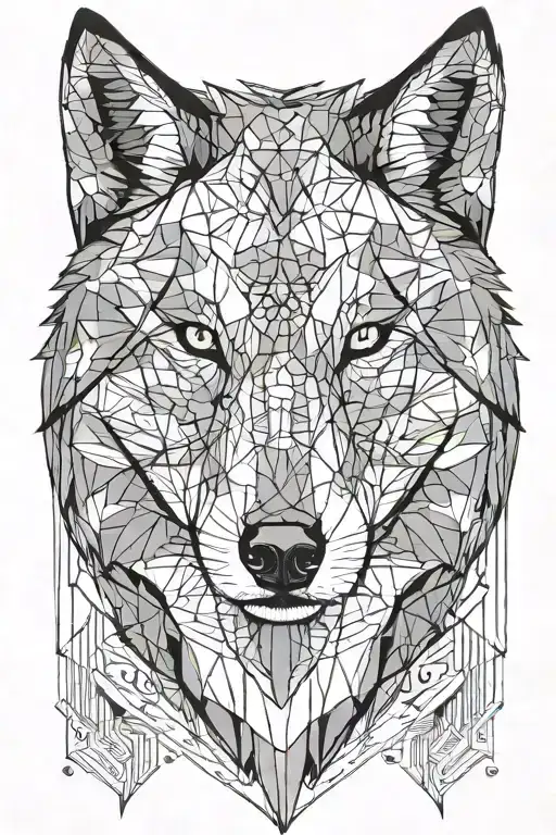 a wolf face tattoo design idea