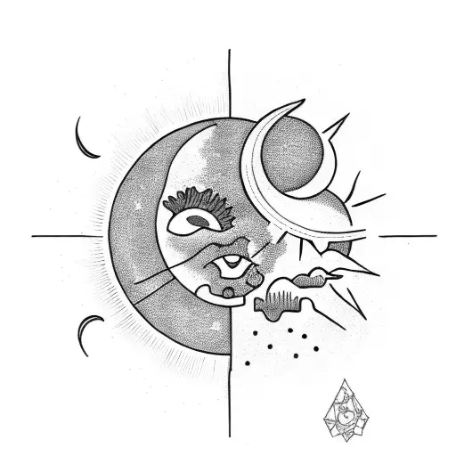 Sun and Moon tattoo design idea