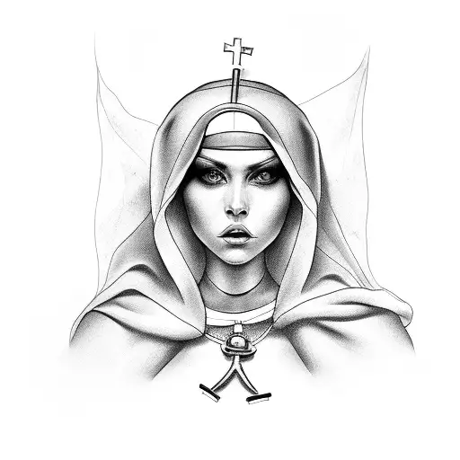 sexy nun tattoo design idea
