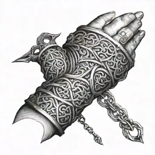 gauntlet with chain mail  tattoo design idea