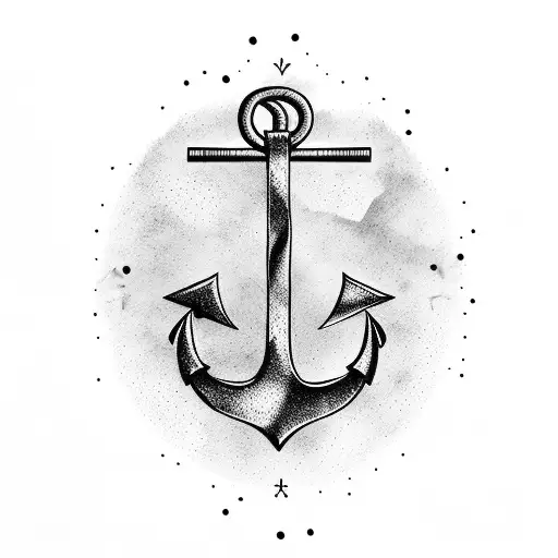 A realistic anchor with rowing oars as the crossbar tattoo design idea