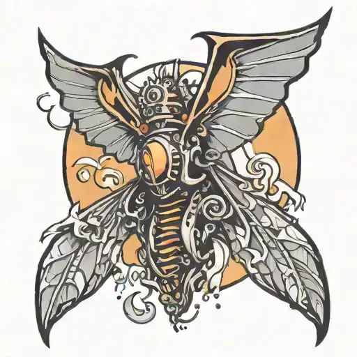 heat with batwings attached tattoo design idea