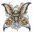 heat with batwings attached tattoo design idea