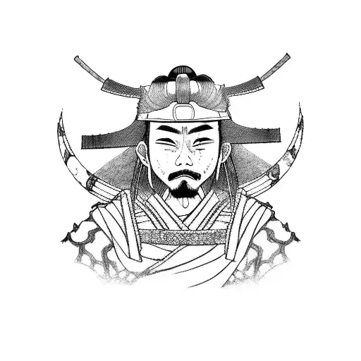 japanese samurai, manga drawing tattoo design idea