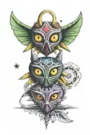 majoras mask split in half tattoo design idea