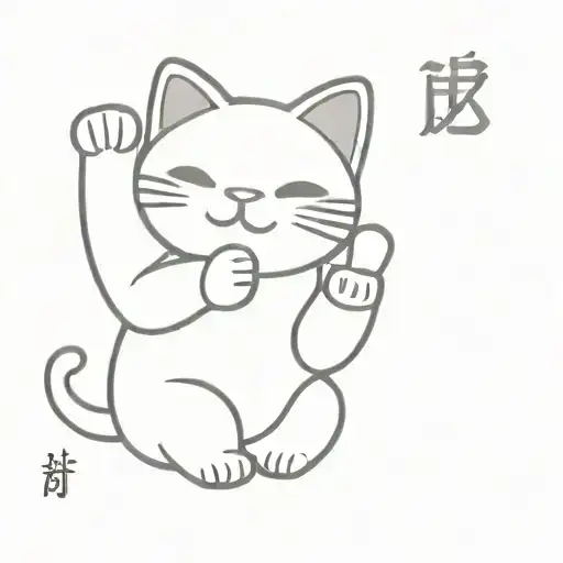 maneki neko giving the middle finger tattoo design idea