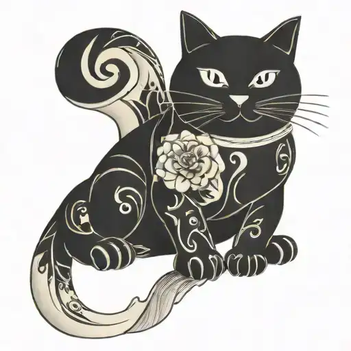 lucky cat tattoo design idea