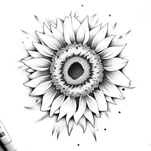 Sunflower roses bee  tattoo design idea