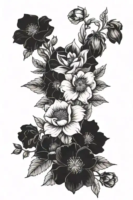 birth flower bouquet January may june tattoo design idea