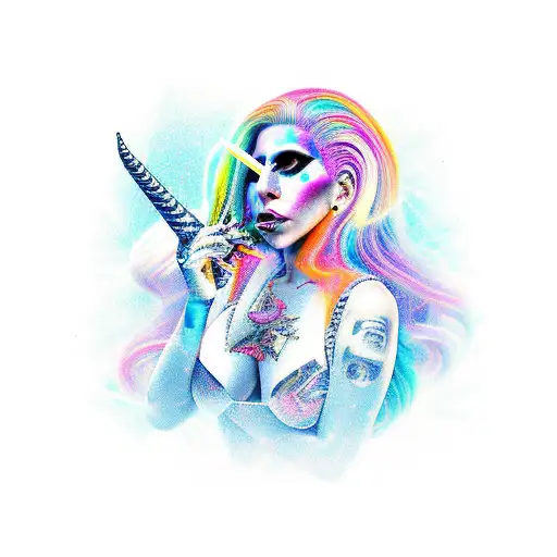 lady gaga in space vampire unicorn tattoo design idea