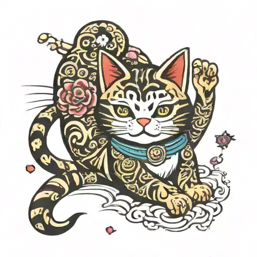 Maneki-neko tattoo design idea