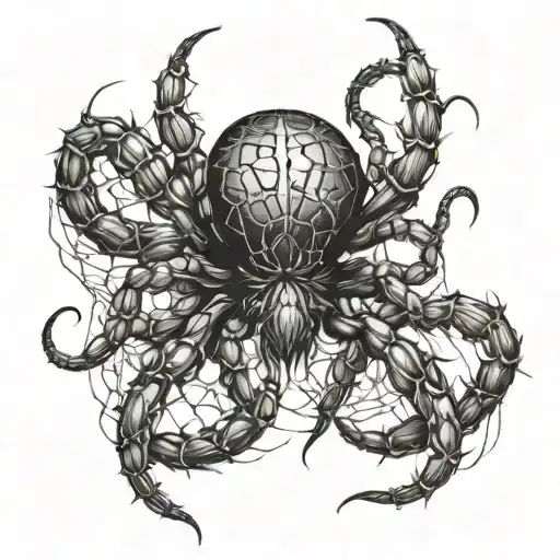 evil spider crawling tattoo design idea