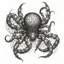 evil spider crawling tattoo design idea