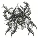 evil spider crawling tattoo design idea