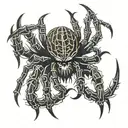 evil spider crawling tattoo design idea