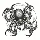 evil spider crawling tattoo design idea