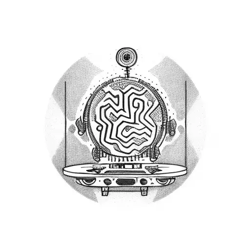 A DJ turntable with a Keith Haring inspired design tattoo design idea