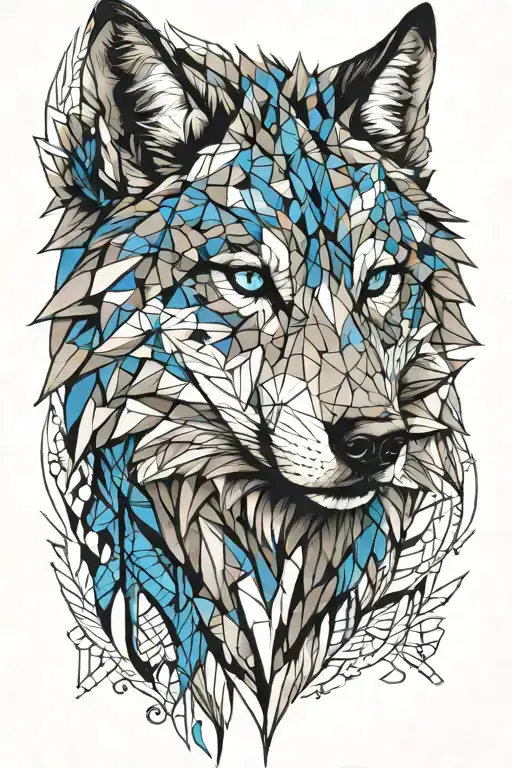 Wolf with blue eyes tattoo design idea