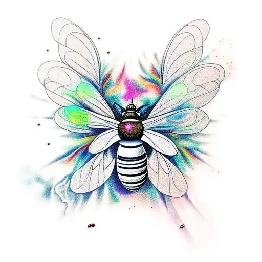 psychedelic honeybee  tattoo design idea
