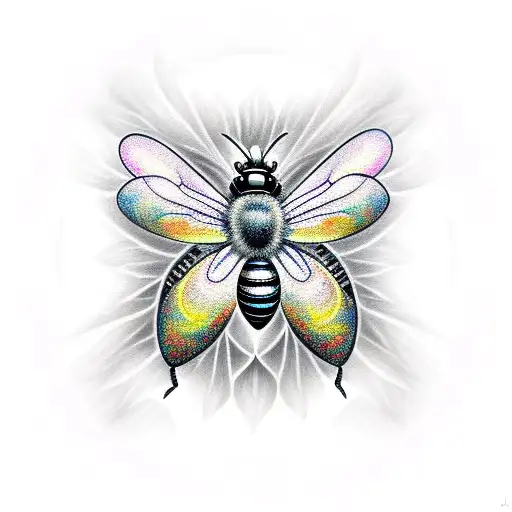 psychedelic honeybee  tattoo design idea