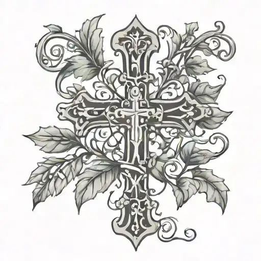 A simple Orthodox cross wrapped in ivy vines.  tattoo design idea