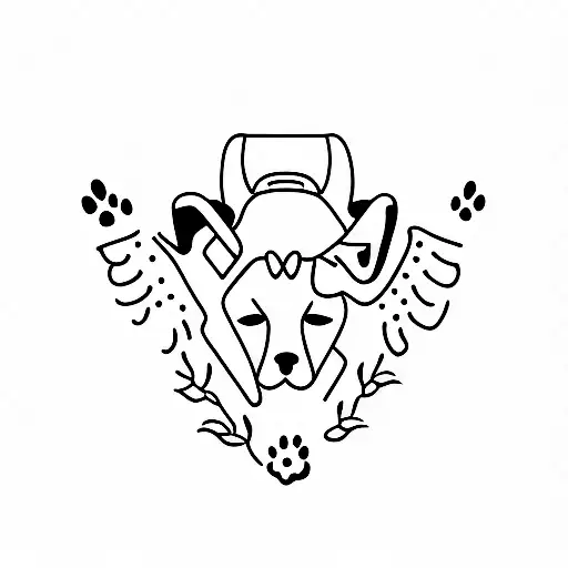 p letter with dog ears tattoo design idea