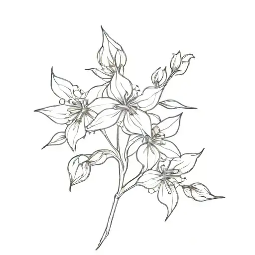 larkspur and violet flower intertwined tattoo design idea
