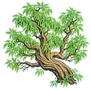 willow tree full green leaves and brown trunk with character tattoo design idea