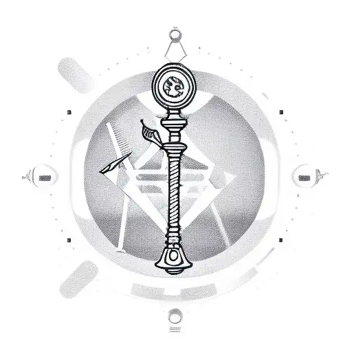 clock with gavel tattoo design idea