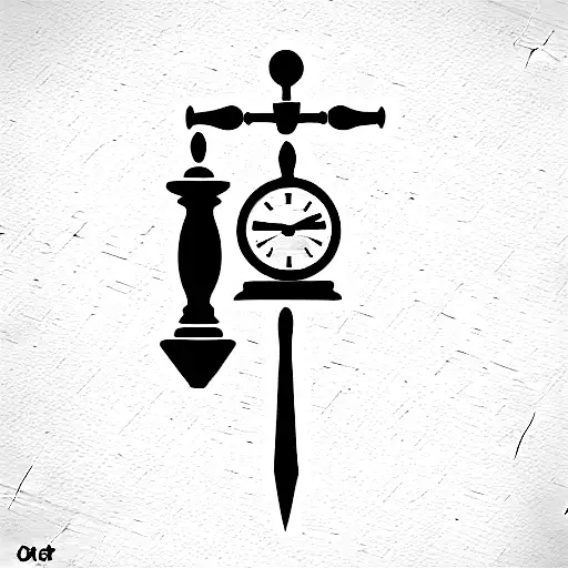 clock with gavel tattoo design idea