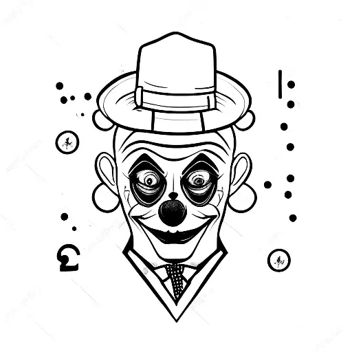 two-faced clown gangster  tattoo design idea